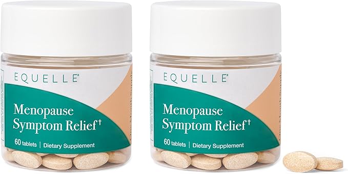 EQUELLE Menopause Multi-Symptom Relief - Women's Health Support for Hot Flashes, Sleep*, Muscle Aches & More - Hormone-Free** Supplement with Plant-Based Ingredient S-Equol - 60 Tablets (2 Pack)
