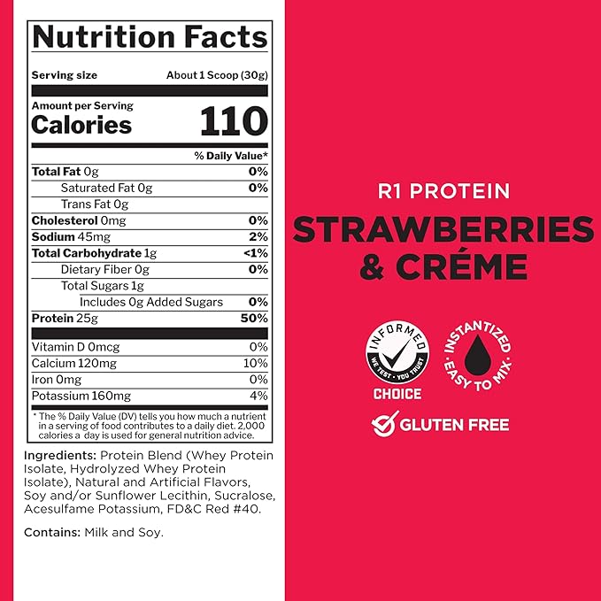 R1 Protein,76 Servings, Strawberries and Crème