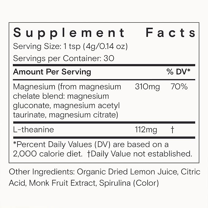 Moon Juice - Magnesi-Om, Blue Lemon - Jar (30 Servings) - Support Brain Health & Rest - Magnesium Powder - L-Theanine - Regularity - Glass Bottle - 100% Traceable - Vegan & Non GMO - 4.2oz