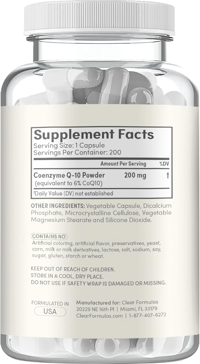 Quick Absorption CoQ10 200mg - Coenzyme Q10 200mg Potent Antioxidant for Heart Energy and Aging Support - High Stability CoQ10 Ubiquinone Capsules - Made in a cGMP US Lab (200 Servings)