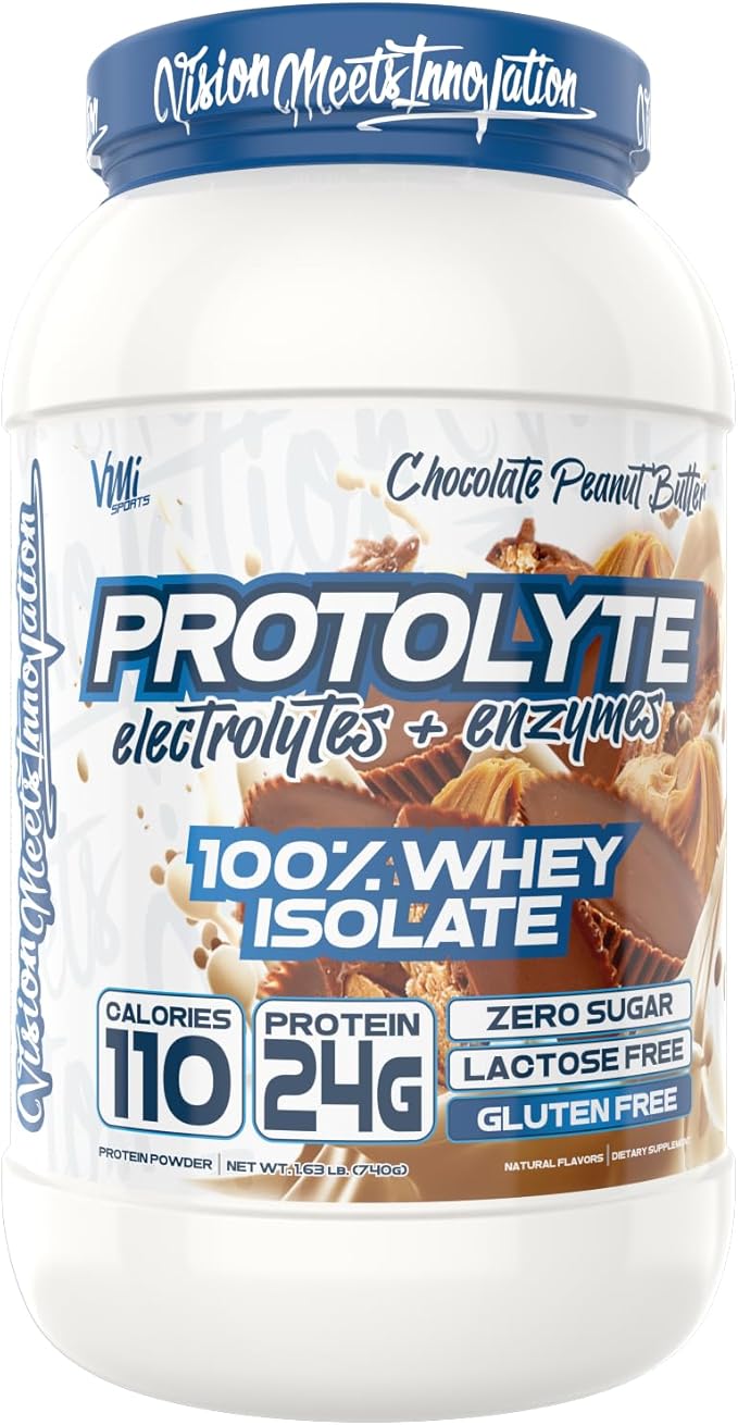 VMI Sports | ProtoLyte Whey Isolate Protein Powder | Low Calorie Whey Protein Powder for Weight Loss | Protein Powder for Muscle Gain | Digestive Enzymes (Chocolate Peanut Butter, 1.6 Pounds)