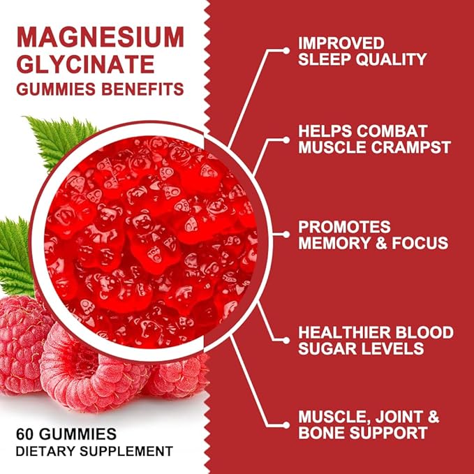Magnesium Glycinate Gummies 400mg, Magnesium Potassium Supplement - Chelated Magnesium Potassium Complex with Vitamin D, B6, and CoQ10, Supports for Memory, Calm, Mood & Sleep - 60 Count (Pack of 2)