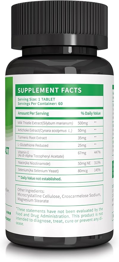 Liver Support Supplement with Milk Thistle Silymarin, Artichoke Extract, and Turmeric - Enhance Liver Function and Promote Digestive Wellness – 60 Tablets