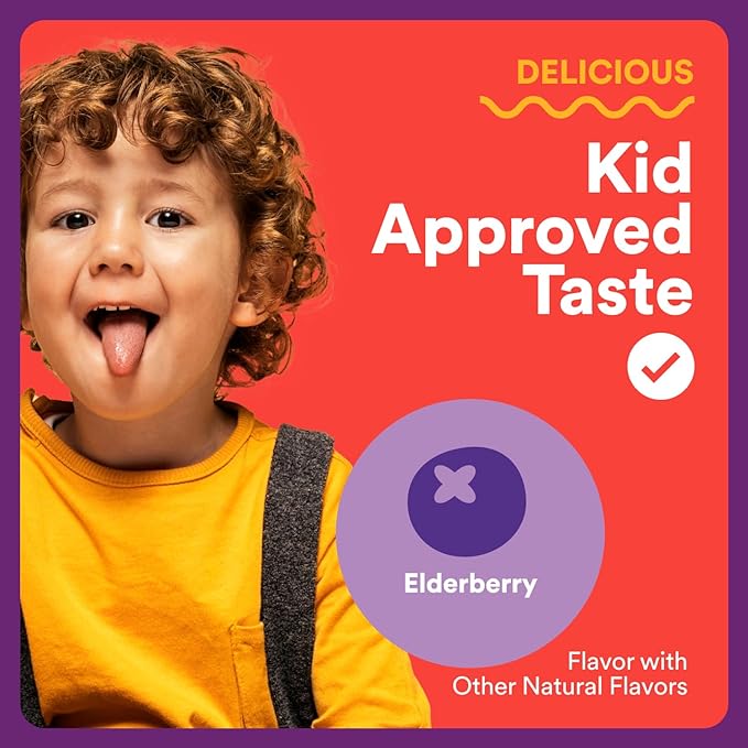 SmartyPants Kids Immunity Elderberry Gummies: Kids Immune Support Supplement, Vitamin C, Vitamin D, Vitamins B6 & B12 and Zinc, Gluten Free, Elderberry Flavor, 60 Count (30 Day Supply)