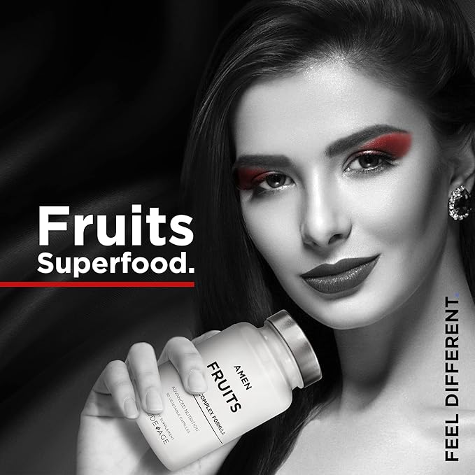 Amen Fruits, Daily Fruits Vitamins Supplements, Over 20 Whole Fruit Extracts - Raw Multivitamin, Berries, Antioxidant Polyphenols Superfood & Flavonoids - Tropical Fruits - Non-GMO - 90 Capsules