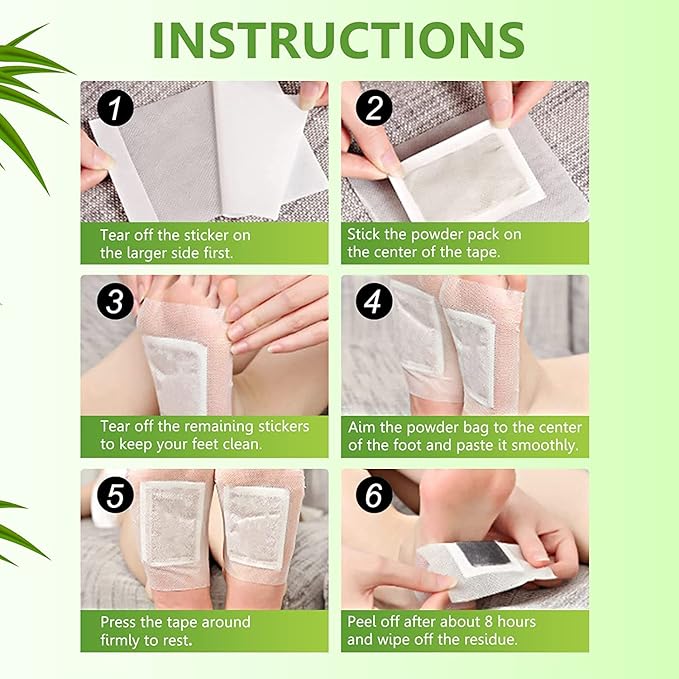 20PCS Natural Bamboo Ginger Powder Foot Pads for Foot Care, Deep Cleansing, Relaxation, Sleep Aid