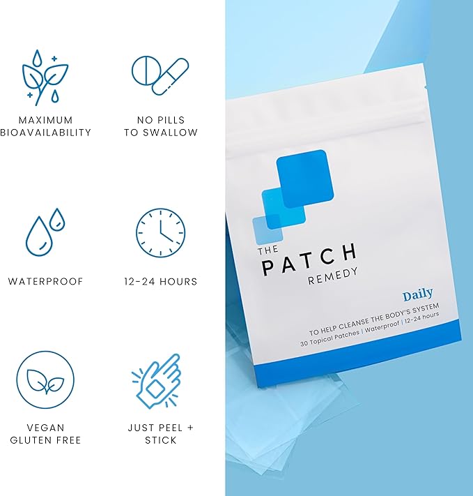 The Patch Remedy Daily Glutathione Patch - 30 Topical Glutathione Patches Plus NAC with Glutathione (Antioxidant) and N-Acetyl-Cysteine, Skin Sticker Cleanse Patch Transdermal