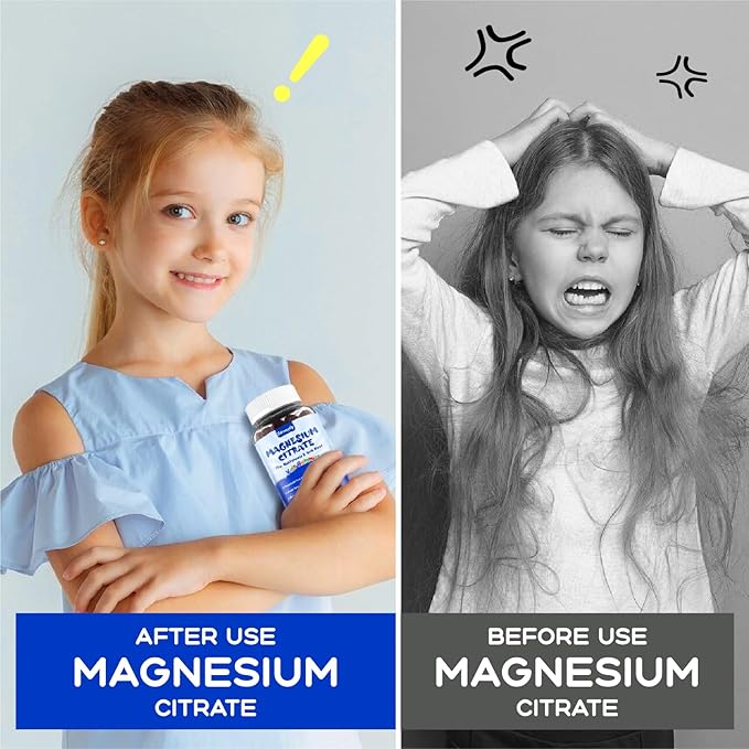 Magnesium Gummies for Kids 4+ - Sugar Free Magnesium Citrate Supplement with L-Theanine, Calcium and Vitamin A, C, D3 & K2 - Supports Zzz, Bone & Muscle