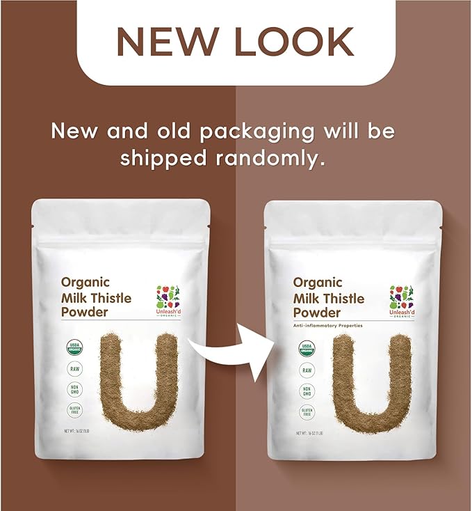 UNLEASH'D ORGANIC Organic Milk Thistle Powder 2-Pack Rich in Silymarin and Antioxidants Immune Support 100% Pure and Organic