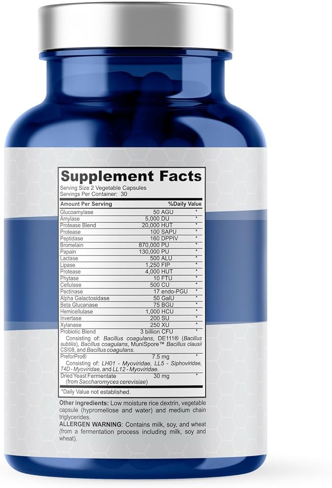 4-in-1 Prebiotic Probiotic & Postbiotic for Women & Men, Complete Gut & Digestive Support Supplement, Pre Post Probiotics & Digestive Enzymes 60 Capsules