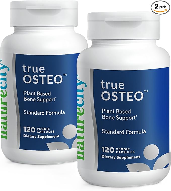 NatureCity True-Osteo Plant-Based Supplement for Bone Strength | AlgaeCal Calcium & Magnesium, Plant-Based Vitamin D3, Vitamin K2, Silicon| Gentle on Stomach (240 Capsules)
