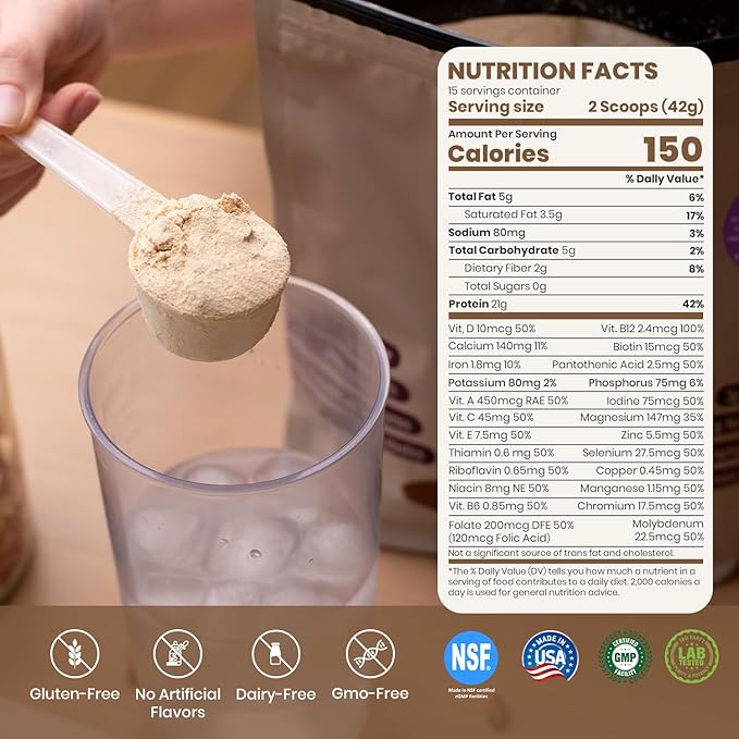UpNourish Peanut Butter Vegan Protein Powder 54 Superfoods Powder,1.5 Billion CFU Probiotics 21g Plant Based Protein,No Sugar No Dairy No GMO Dairy Free,Meal Replacement Shake Keto-Friendly Low-Carb Diet,15 Servings