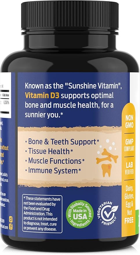 ForestLeaf Vitamin D3 50,000 IU | VIT D - VIT D3 Vitamin D Supplement for Women and Men | Bone Health, Teeth, Immune Support | Easy to Swallow Pills | High Potency WEEKLY Dose, 4-Year Supply, 240 Caps