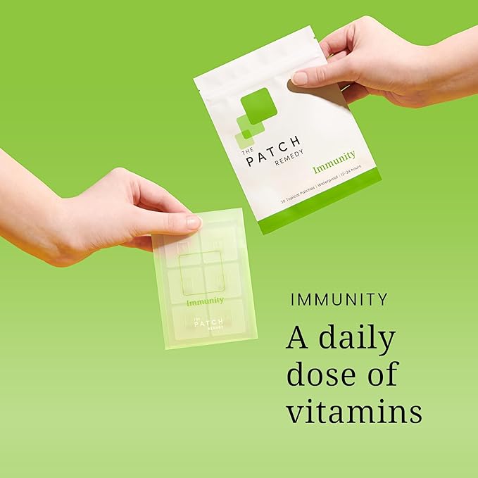 Immunity Patches - 30 Topical Immune Patches Containing Vitamin C, Zinc, Echinacea Extract & Ginkgo Biloba, Lasts 24 Hours