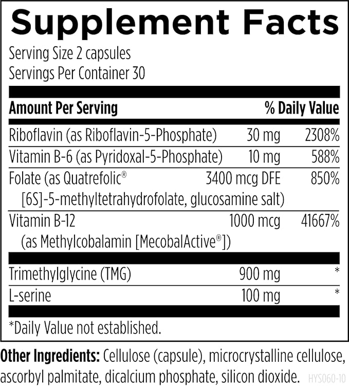 Designs for Health Homocysteine Supreme - Methylated B Vitamins with Riboflavin, B6, B12, Folate, L-Serine & TMG for Brain Support & Heart Health - Methylated Multivitamin (60 Capsules)