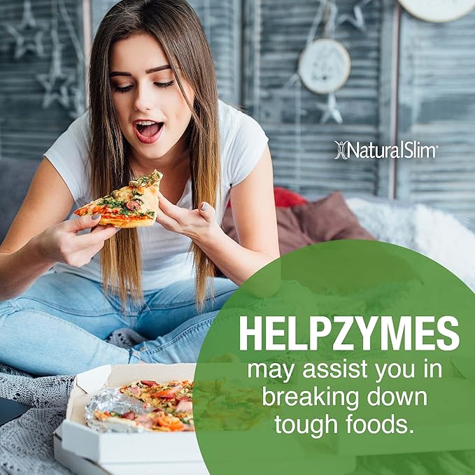 NaturalSlim Helpzymes Digestive Enzymes for Digestion, Bloating, Gas Relief & Gut Health Supplement - Digestion Supplement* with Pancreatin, Betaine HCL & Daily Essential Enzyme - 100 Caps (2 Pack)