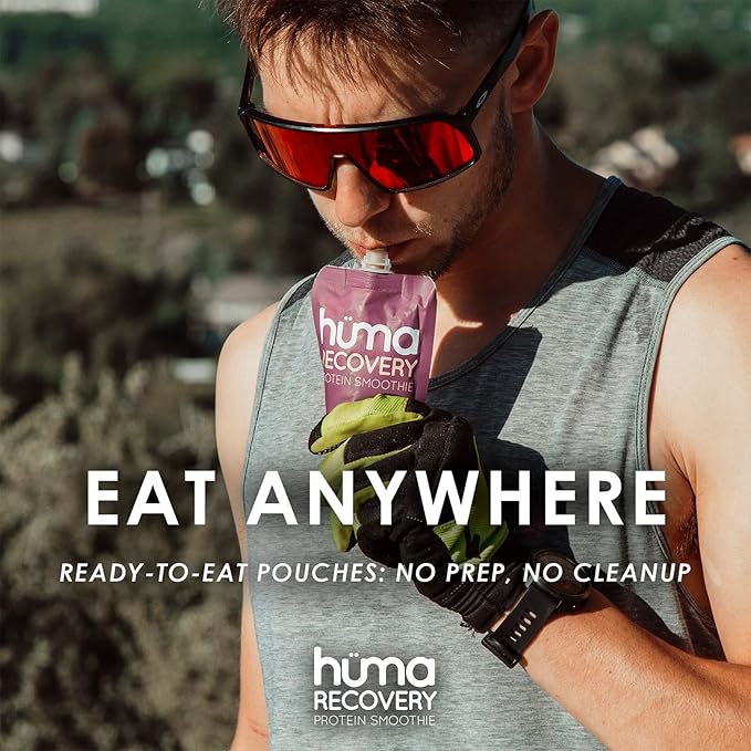 Huma Recovery Protein Smoothie, 12 Pouches – 15g Collagen + Whey Post Workout Recovery Drink – Ready-to-Drink Protein Shake with Real Fruit, Electrolytes, Healthy Fats