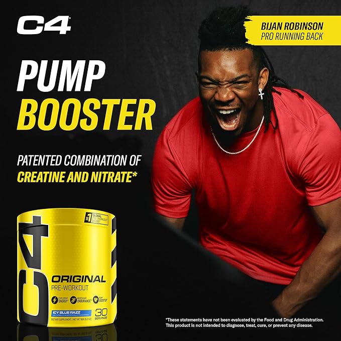 Cellucor C4 Original Pre Workout Powder ICY Blue Razz - Vitamin C for Immune Support - Sugar Free Preworkout Energy for Men & Women - 150mg Caffeine Plus Beta Alanine Plus Creatine - 30 Servings