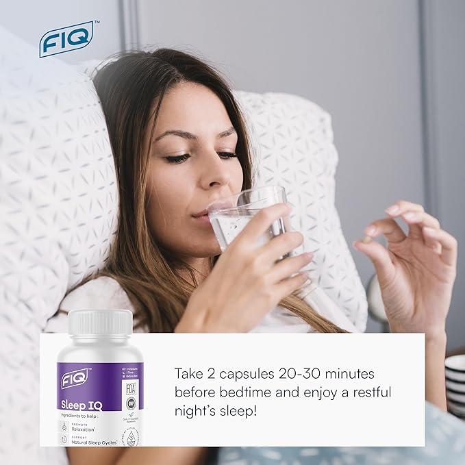 FIQ - Sleep IQ - Sleep Aid - Magnesium Supplement with 5 mg Melatonin, Lemon Balm, & Valerian Root - 60 Capsules