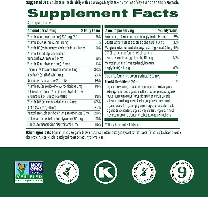 MegaFood Men's 40+ One Daily Multivitamin for Men With Vitamin B, Vitamin D3, Selenium, Zinc & Real Food - Immune Support, Energy Metabolism, and Muscle & Bone Health – Non GMO; Vegetarian - 90 Tabs