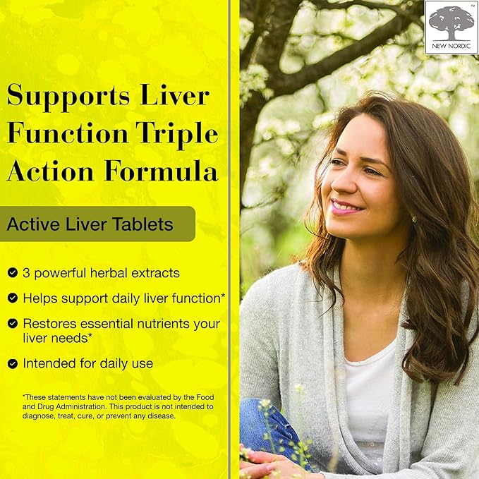 NEW NORDIC Active Liver 90-Day Supply, Daily Liver Supplement, Milk Thistle, Artichoke & Turmeric, 90 Tablets