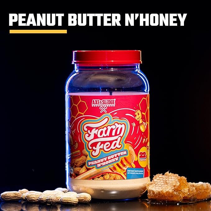 Axe & Sledge Supplements Farm Fed 100% Whey Protein Isolate with Digestive Enzymes (Peanut Butter N' Honey)