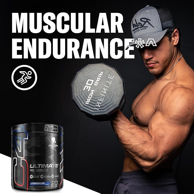 C4 Ultimate x Wounded Warrior Project Pre Workout Powder Freedom Ice - Sugar Free Preworkout Energy Supplement for Men & Women - 300mg Caffeine + 3.2g Beta Alanine + 2 Patented Creatines - 20 Servings