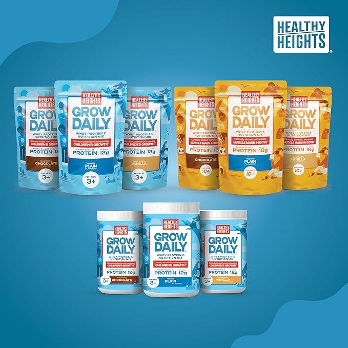 Healthy Heights Grow Daily Kids Protein Drink Mix (Vanilla) - 2 pack - High Protein Shake for Kids 3+