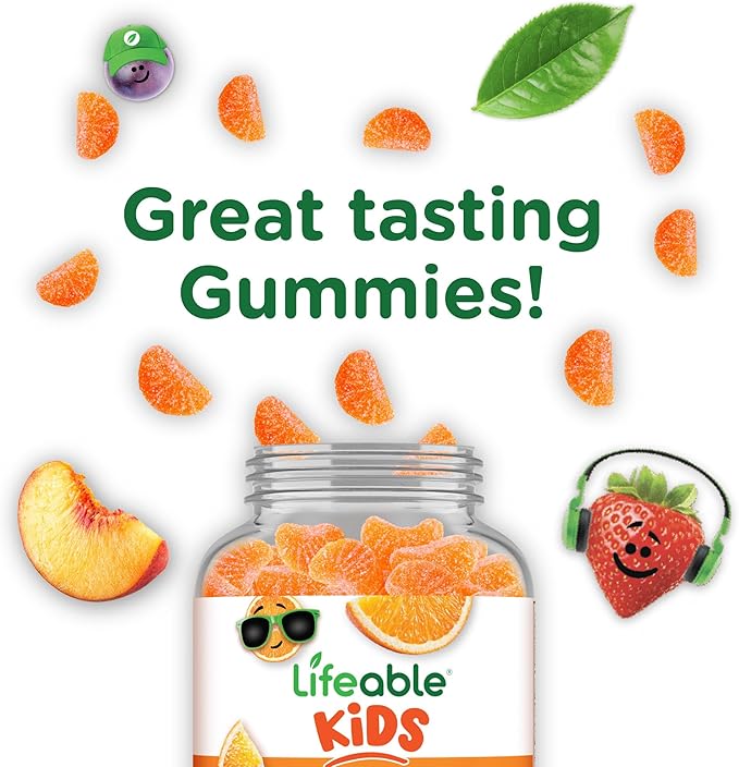 Lifeable Kids Vitamin C Gummies | 250mg | Great Tasting VIT C | Vegan GMO-Free Vitamin C Chewable | for Immune Support | 90 Gummies
