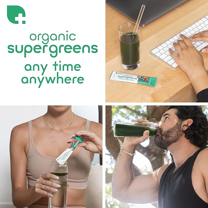 Zena Organic Super Greens Powder, 70+ Superfoods Drink Mix, 0 Sugar, 3G Fiber, Fruits, Veggies, Spirulina, Chlorella, Antioxidants, Pre & Probiotics, Digestive Enzymes, Mixed Berry Flavor, 30 Servings
