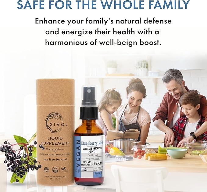 Organic Elderberry Mist - Sambucus Nigra (Extra Strength) Liquid Extract for Kids & Adults - Immune Boost - 300mg Vegan Formula - Easy Absorption - Non-GMO - 60ml (Pack of 3) - 360 Days Supply