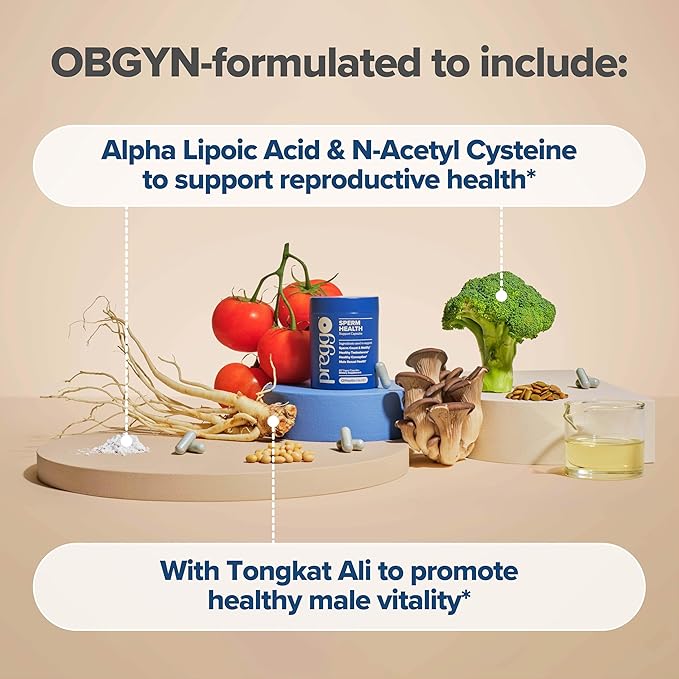 PREGGO Sperm Health Capsules for Men - OBGYN-Formulated for Improved Sperm Count & Motility with Tongkat Ali, N-Acetyl Cysteine, Alpha Lipoic Acid – Male Reproductive Health, 60 Count (Pack of 1)