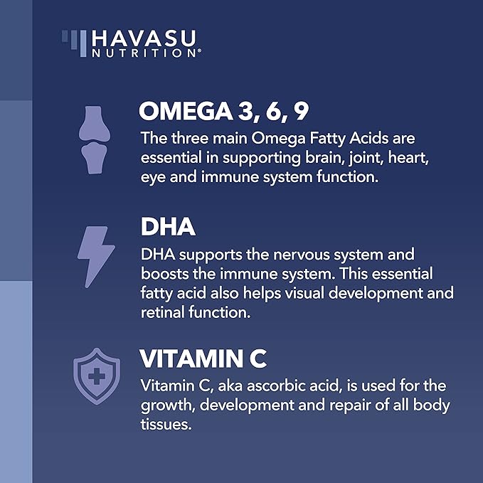 Omega 3 Gummies for Adults Boosted with Omega 6 and Omega 9 - DHA + EPA Plant-Based Fish Oil Alternative - Support Brain & Immune System Function - Orange & Lemon Flavor - 60 Omega Gummies for Adults