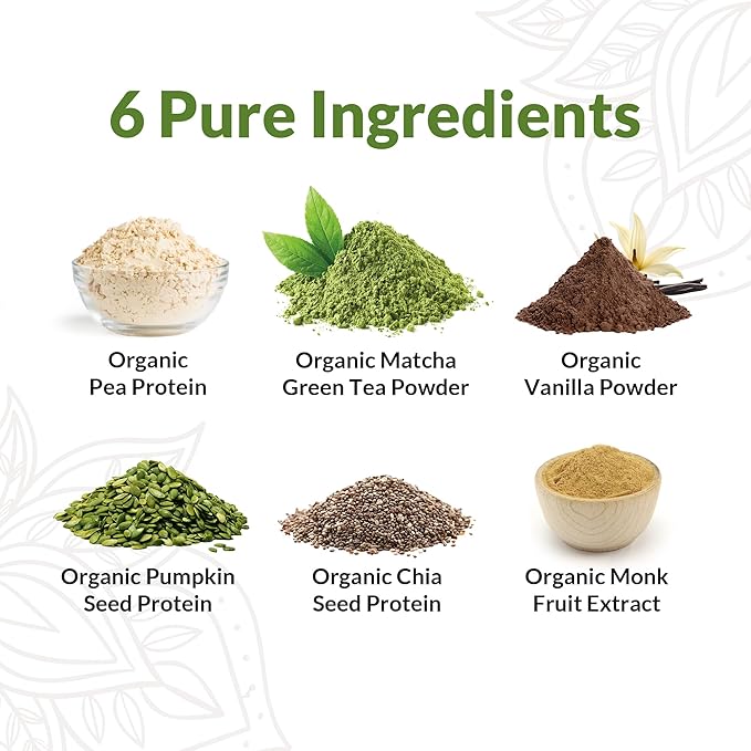 Organic Vegan Protein Powder Sample Pack – Matcha Flavor – 31g Plant-Based Protein Per Serving – Gluten-Free, Non-GMO, Dairy-Free – Ideal for Smoothies & Shakes – 24 Count