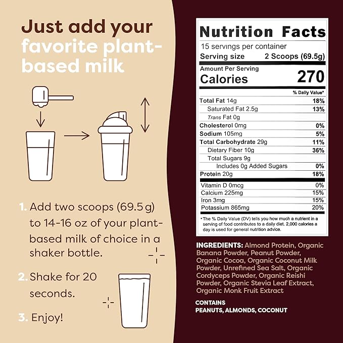 FlavCity All-in-One Vegan Protein Powder Smoothie, Chocolate Peanut Butter - Plant-Based Pre-Workout Meal Replacement Shake for Women & Men Made with 20g of Almond Protein - Gluten Free & Dairy-Free