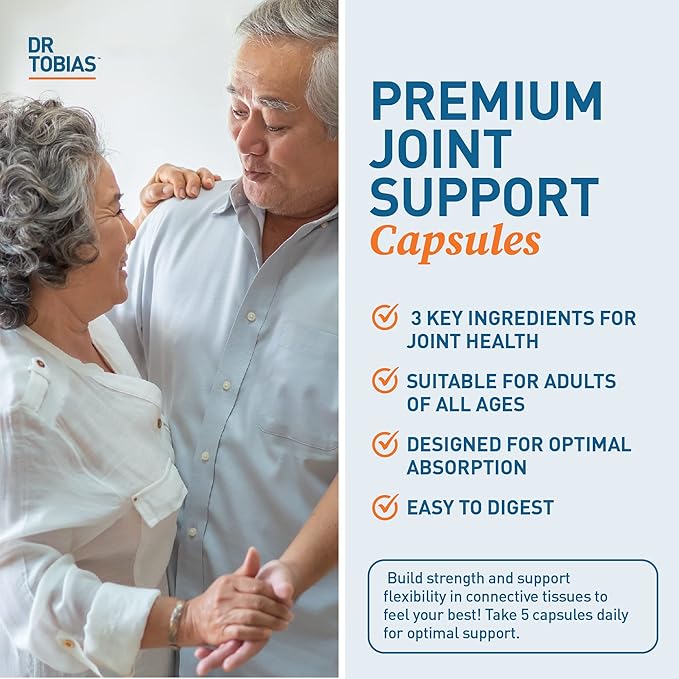 Dr. Tobias Joint Support Supplement with Glucosamine Chondroitin MSM, Supports Connective Tissue, Function & Flexibility, Extra Strength Joint Supplements for Men & Women, 240 Capsules