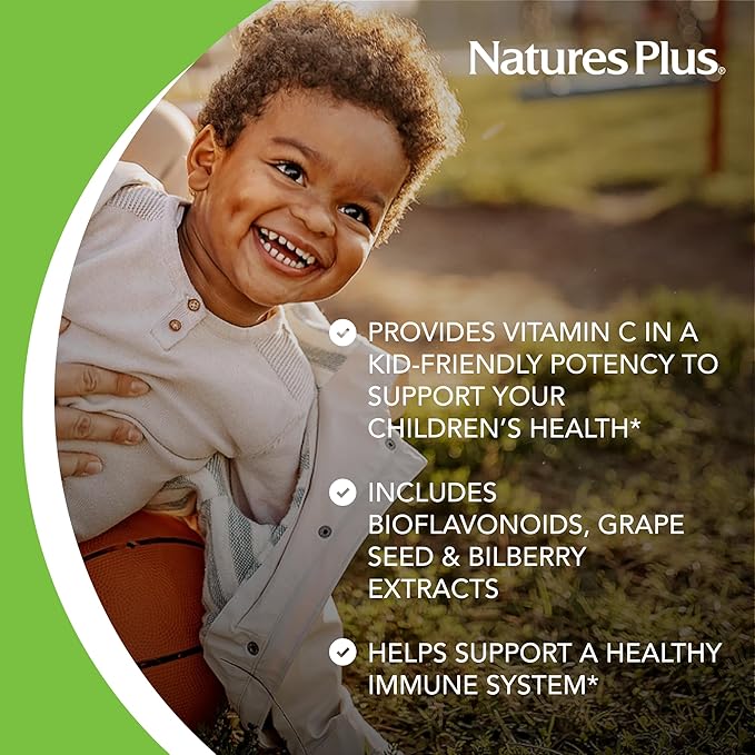 NaturesPlus Animal Parade Vitamin C Children's Chewable - Natural Orange Juice Flavor - 90 Animal-Shaped Tablets, Pack of 2 - Vegan, Vegetarian, Gluten Free - 90 Total Servings