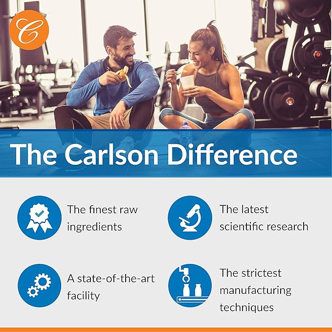 Carlson - Chelated Cal-Mag, 2:1 Calcium to Magnesium Ratio, Bone Support, Muscle Function & Energy Production, 180 Tablets