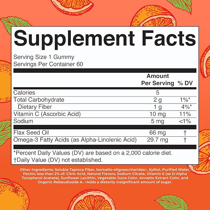 MaryRuth Organics Vegan Omega 3 Gummies for Adults | 2 Month Supply | Sugar Free Supplement with Vitamin C | Flaxseed Oil Immune Support | Overall Wellness | No Fish Taste | 60 Count