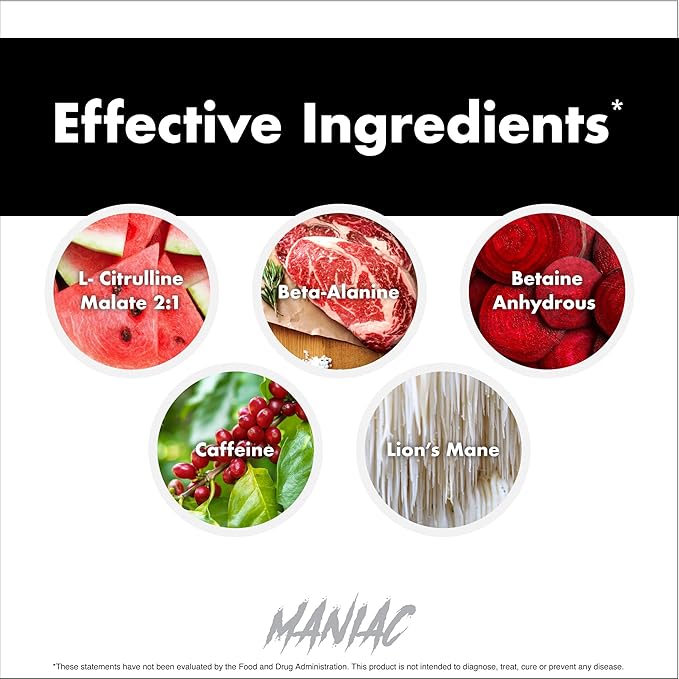 Anabolic Warfare Black Series Maniac, Pre-Workout Powder, Supports Nitric Oxide, Muscle Pumps, and Protein Synthesis* Guerilla Grape