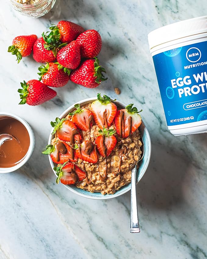 MRM Nutrition Egg White Protein | Chocolate Flavored | 23g Fat-Free Protein | with Digestive enzymes | Highest Biological Value | Clinically Tested | 10 Servings