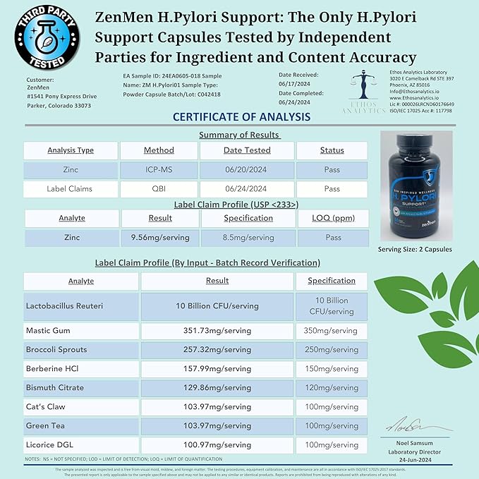 H. Pylori Support | Lactobacillus Reuteri Probiotic with Mastic Gum for Digestion & GI Health - Third Party Tested, 60 Vegan Capsules, Made in The USA