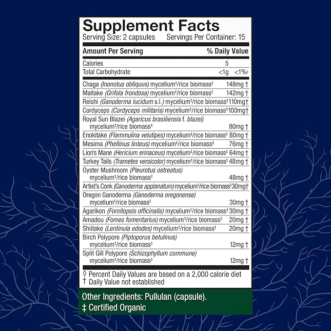 Host Defense MyCommunity Capsules - 17 Species Blend Mushroom Supplement for Immune Support - Herbal Aid with Lion's Mane, Reishi, Chaga, Cordyceps, Turkey Tail & More - 30 Capsules (15 Servings)*