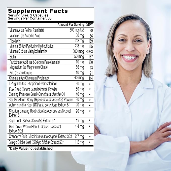Health & Her Menopause Supplements for Women - Multi-Nutrient Support, Menopause Vitamins for Energy, Bones, Muscles, Skin & Hair, Vegan, Gluten-Free, Non GMO (60ct - 1 Month)