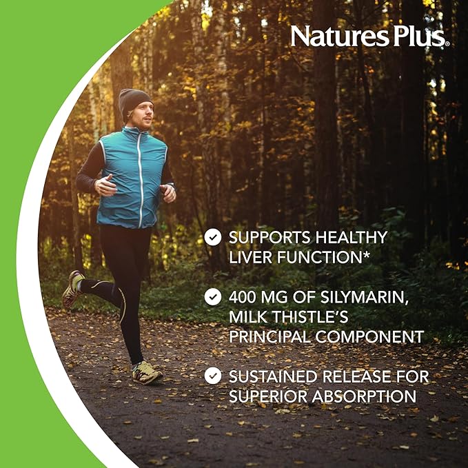 Natures Plus Herbal Actives Milk Thistle, Extended Release - 30 Tablets, Pack of 2 - Vegetarian, Gluten Free - 60 Total Servings