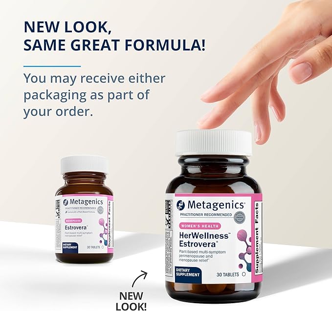 Metagenics HerWellness Estrovera - All-Natural, Hormone-Free Perimenopause & Menopause Support - for Hot Flashes, Menopause Relief, Night Sweats - Gluten-Free - Vegetarian - Non-GMO - 30 Tablets