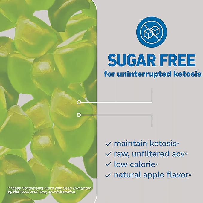 Herbtonics Keto Apple Cider Vinegar Gummies | Digestion & Detox | GLP-1 Support | Sugar Free BHB Advanced Formula for Keto Support - Raw ACV with The Mother - 60 Vegan ACV Gummies