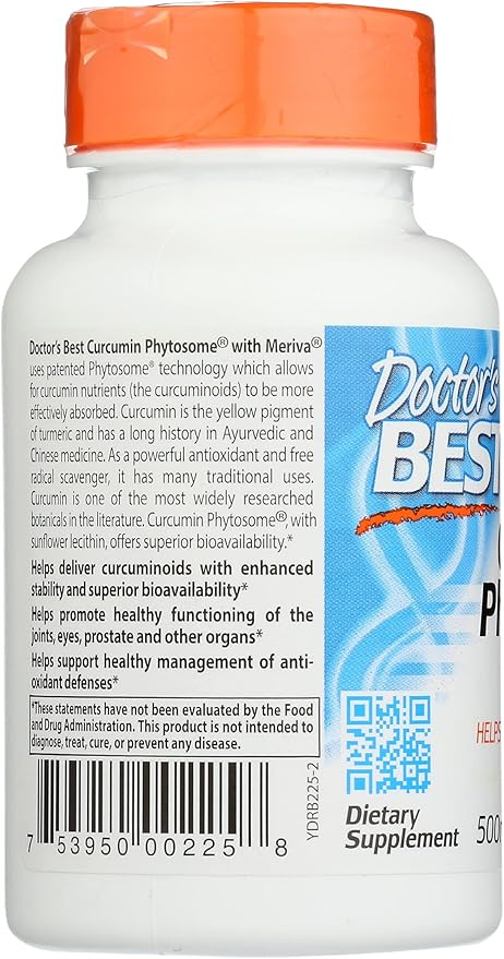 Doctors Best Curcumin Phytosome with Meriva, Non-GMO, Vegan, 60 Veggie Capsule (Pack of 1)