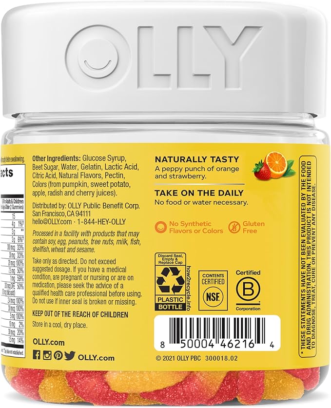 OLLY Kids Multivitamin Gummy Worms, Overall Health and Immune Support, Vitamins and Minerals A, C, D, E, Bs and Zinc, Chewable Supplement, Sour Fruit Punch, 45 Day Supply (70 Count) (Pack of 2)