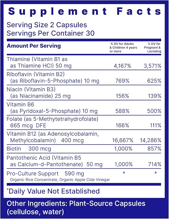 Quantum Nutrition Labs Max Energy Bs - Vitamin B Complex, Methylated B Complex Vitamins with Vitamin B1, B6, B12, Thiamin, Folate and Biotin - 60 Vegetarian Capsules